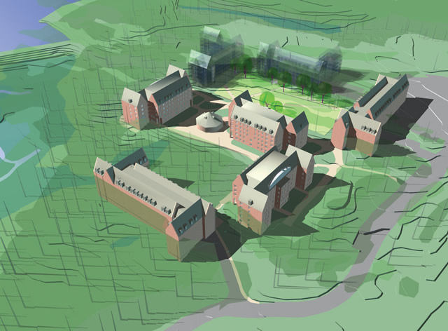 graphic illustration of a college campus